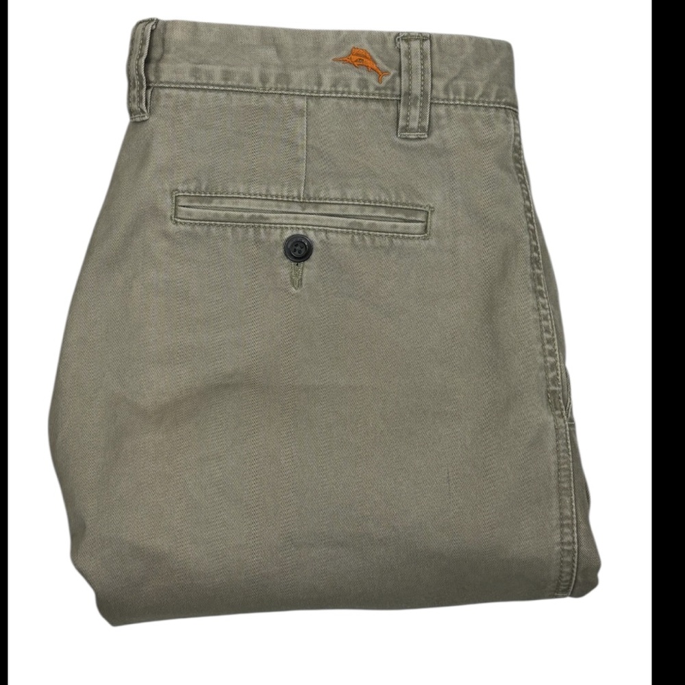 Tommy Bahama Pants Mens 34x32 Beige Pima Cotton Chino Flat Front Straight Leg